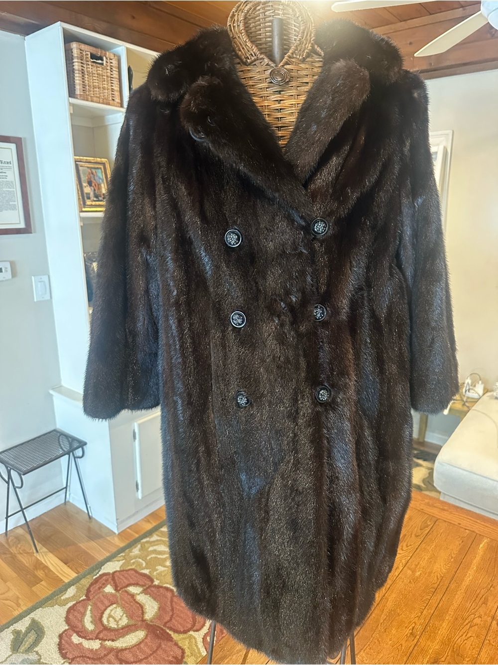 VTG Arnold Rosenberg Boston Genuine Mink Fur Coat Brown Bracelet Sleeve - Picture 4 of 10